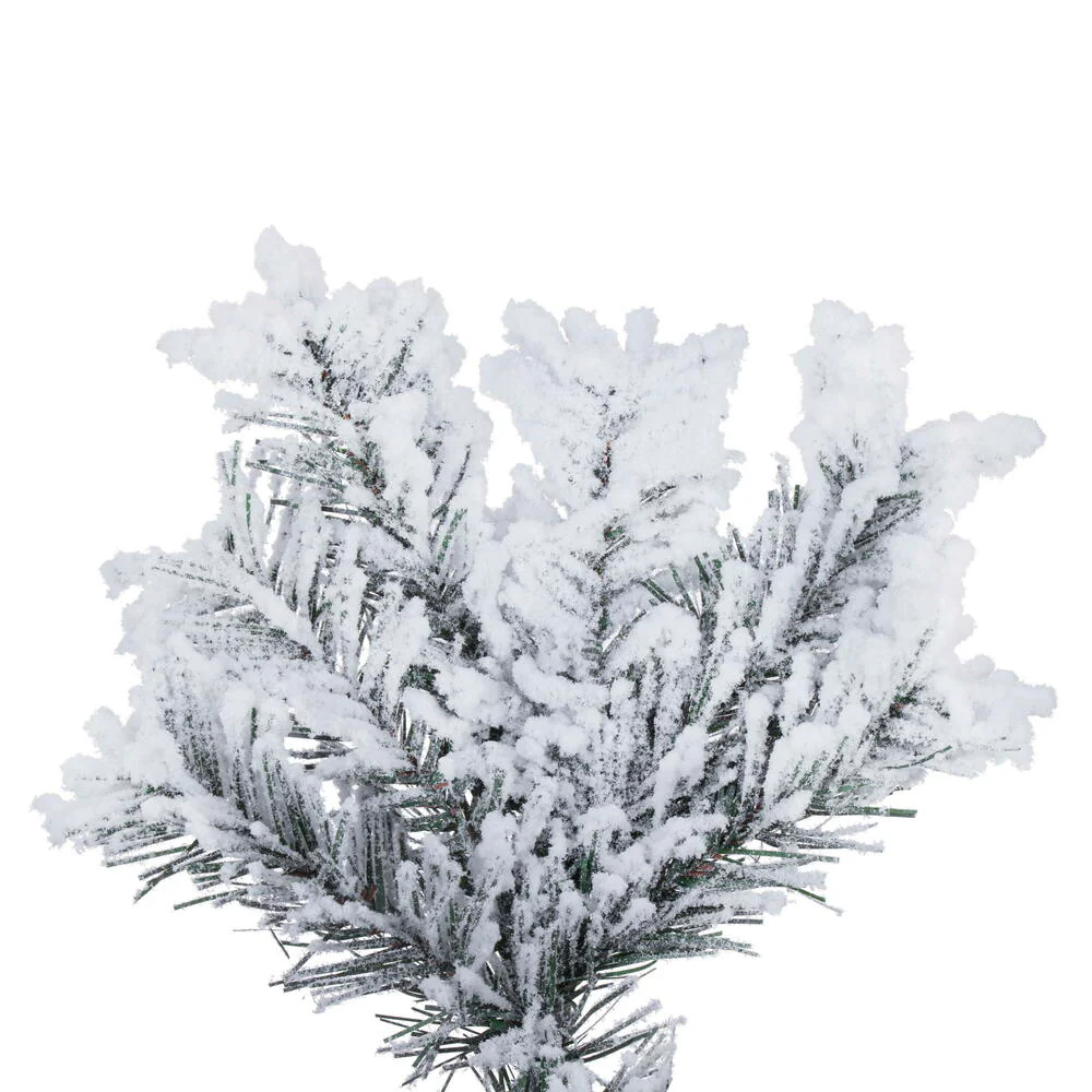 7'6"Hx48"W Flocked Slim Alaskan Pine Artificial Christmas Tree, Unlit -White - Image 2