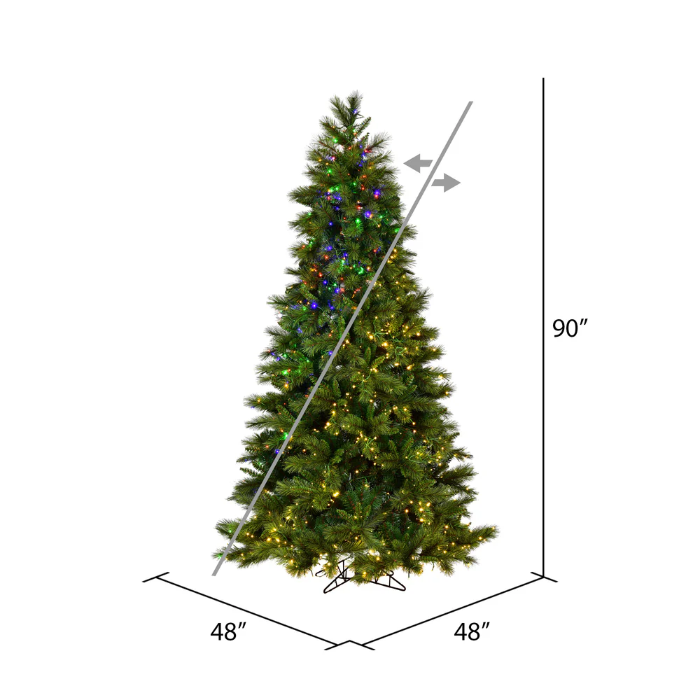 7'6"Hx48"W PE Brighton Pine Artificial Christmas Tree, LED Pre-Lit (Multi-Mode) -Green - Image 5