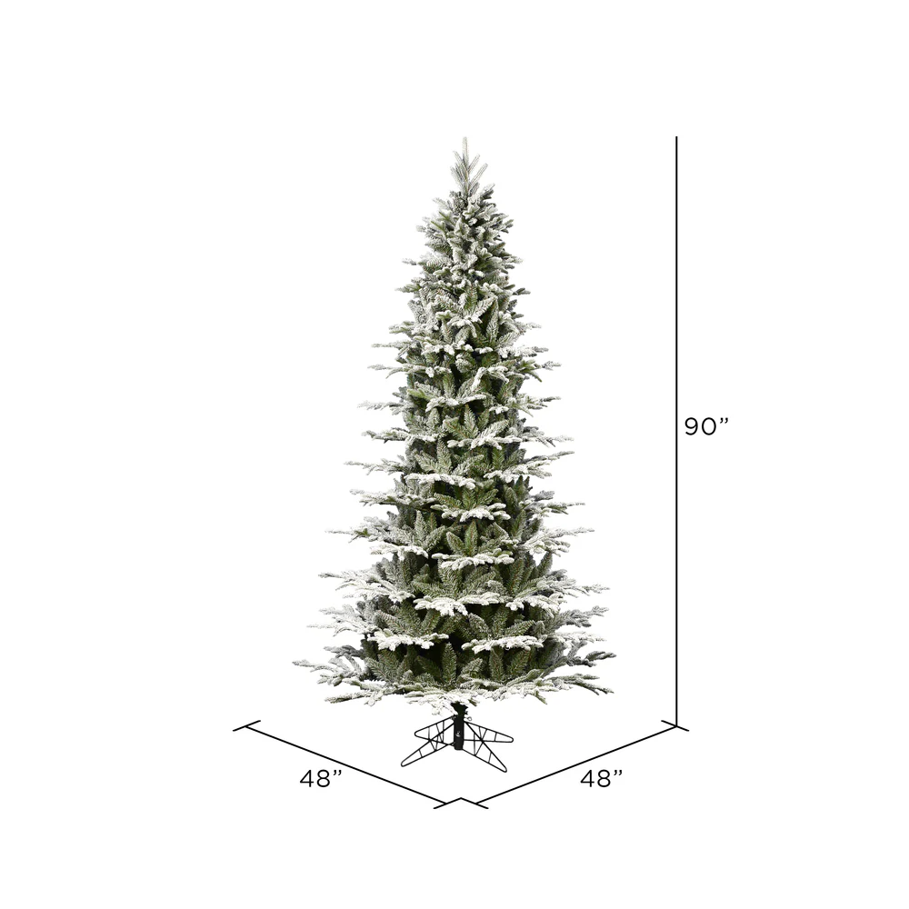 7'6"Hx48"W PE Slim Flocked Kamas Fraser Fir Artificial Christmas Tree, Unlit -White/Green - Image 2