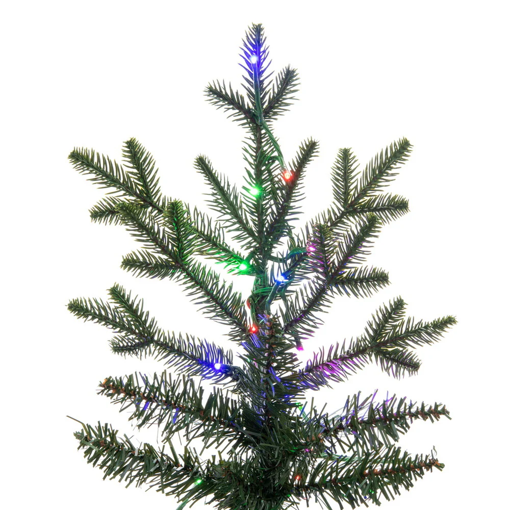 7'6"Hx48"W PE Slim Kamas Fraser Fir Artificial Christmas Tree, Micro LED Pre-Lit (Multi-Mode) -White/Green - Image 5