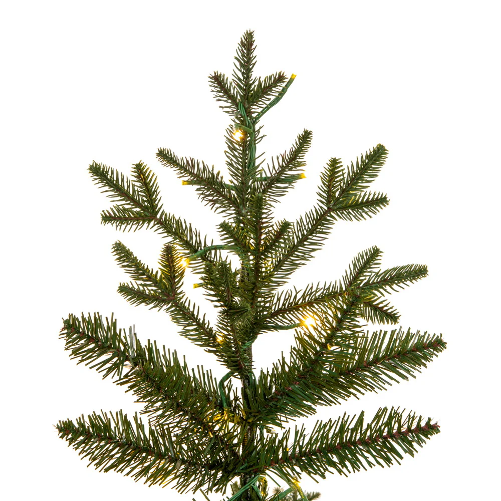 7'6"Hx48"W PE Slim Kamas Fraser Fir Artificial Christmas Tree, Micro LED Pre-Lit (Multi-Mode) -White/Green - Image 6