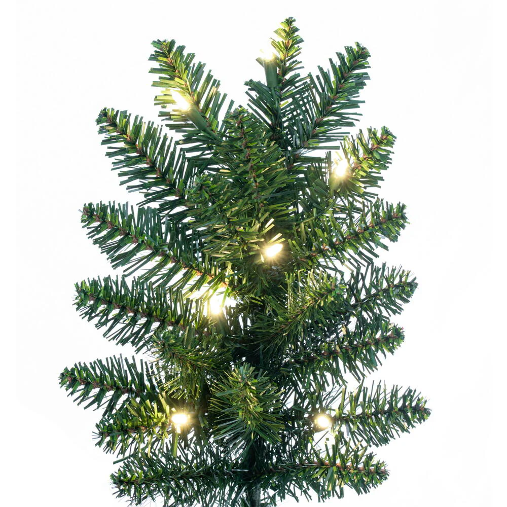 7'6"Hx50"W Half-Tree/Wall Chapel Pine Artificial Christmas Tree, LED Pre-Lit -Green - Image 2