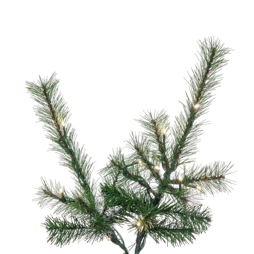 7'6"Hx50"W Slim Lodge Pole Pine Artificial Christmas Tree, Micro LED Pre-Lit (Multi-Mode) -Green - Image 2