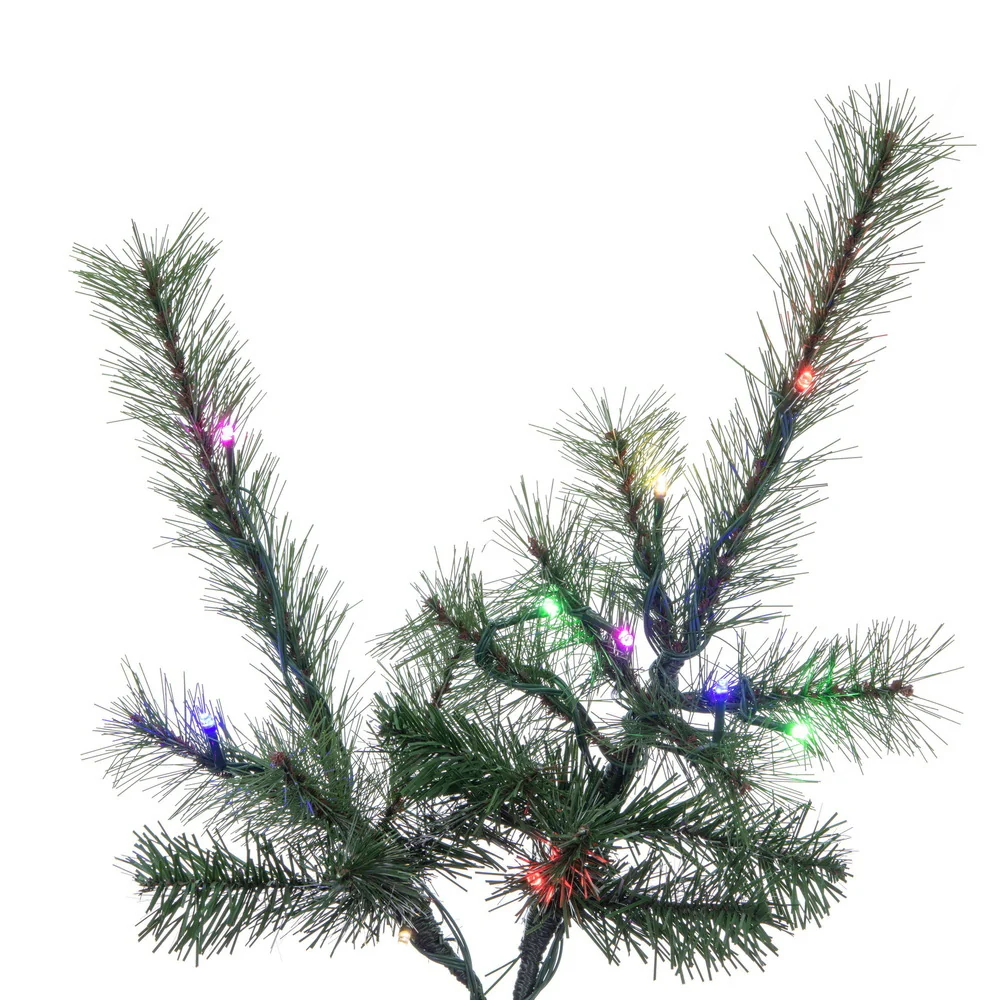 7'6"Hx50"W Slim Lodge Pole Pine Artificial Christmas Tree, Micro LED Pre-Lit (Multi-Mode) -Green - Image 3