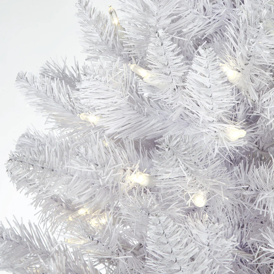 7'6"Hx50"W Tinsel Ombre Artificial Christmas Tree, LED Pre-Lit -Black/Silver/White - Image 6