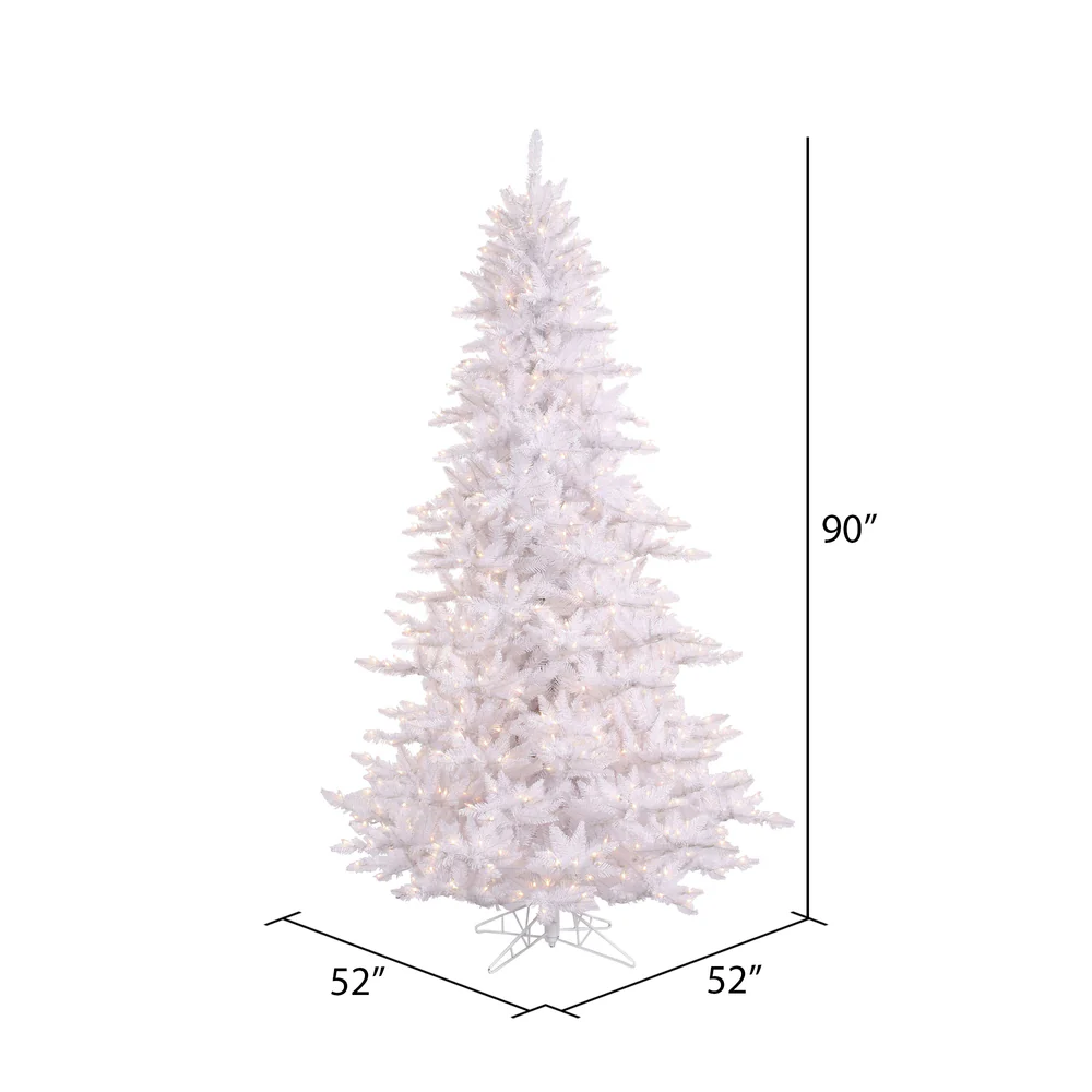 7'6"Hx52"W Fir Artificial Christmas Tree, LED Pre-Lit -White - Image 2