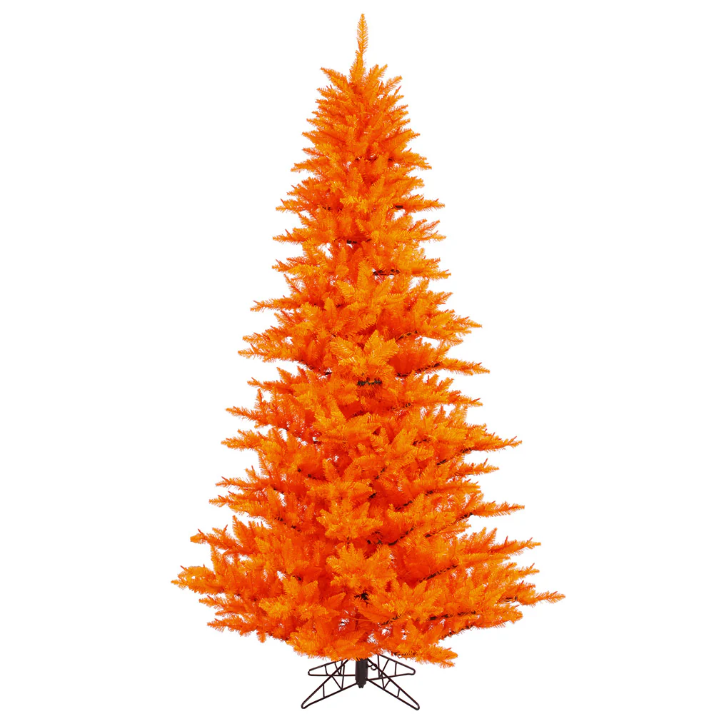7'6"Hx52"W Fir Artificial Christmas Tree, Unlit -Orange