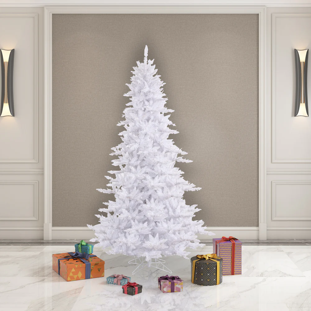 7'6"Hx52"W Fir Artificial Christmas Tree, Unlit -White - Image 4