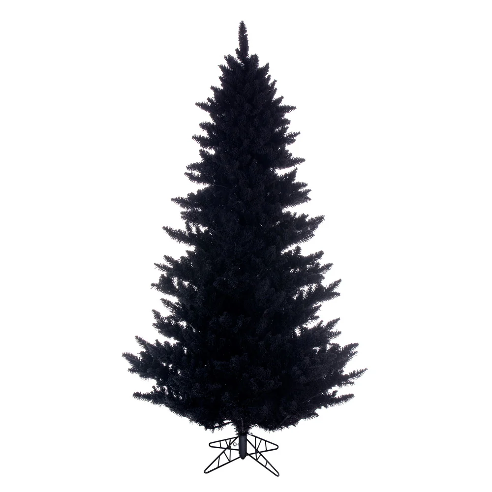 7'6"Hx53"W Flocked Fir Artificial Christmas Tree, Unlit -Black