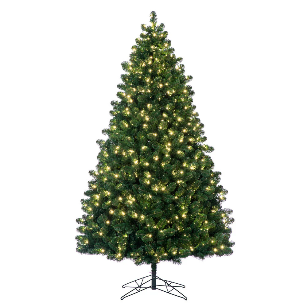 7'6"Hx54"W Medium Oregon Fir Artificial Christmas Tree, LED Pre-Lit -Green