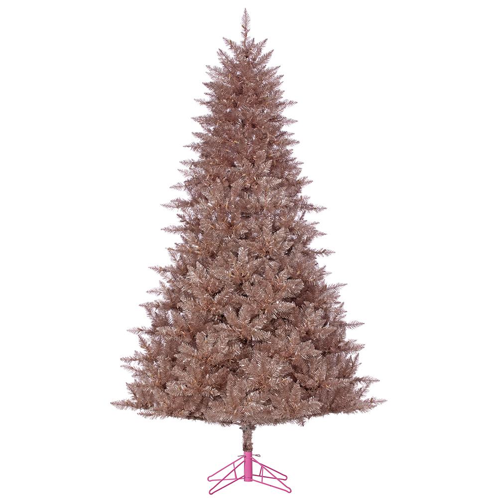 7'6"Hx54"W Tinsel Artificial Christmas Tree, LED Pre-Lit -Rose Gold - Image 3