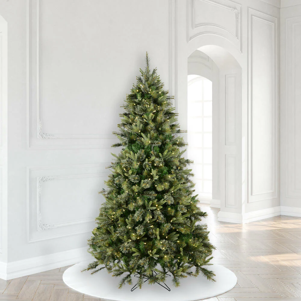 7'6"Hx55"W PE Cashmere Pine Artificial Christmas Tree, LED Pre-Lit -Green - Image 7
