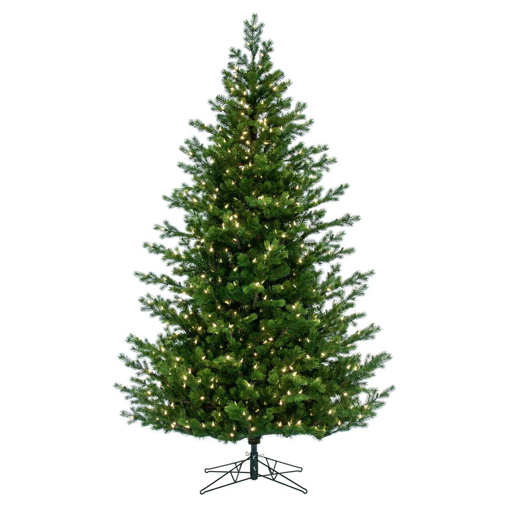 7'6"Hx55"W PE Eagle Fraser Artificial Christmas Tree, LED Pre-Lit -Green