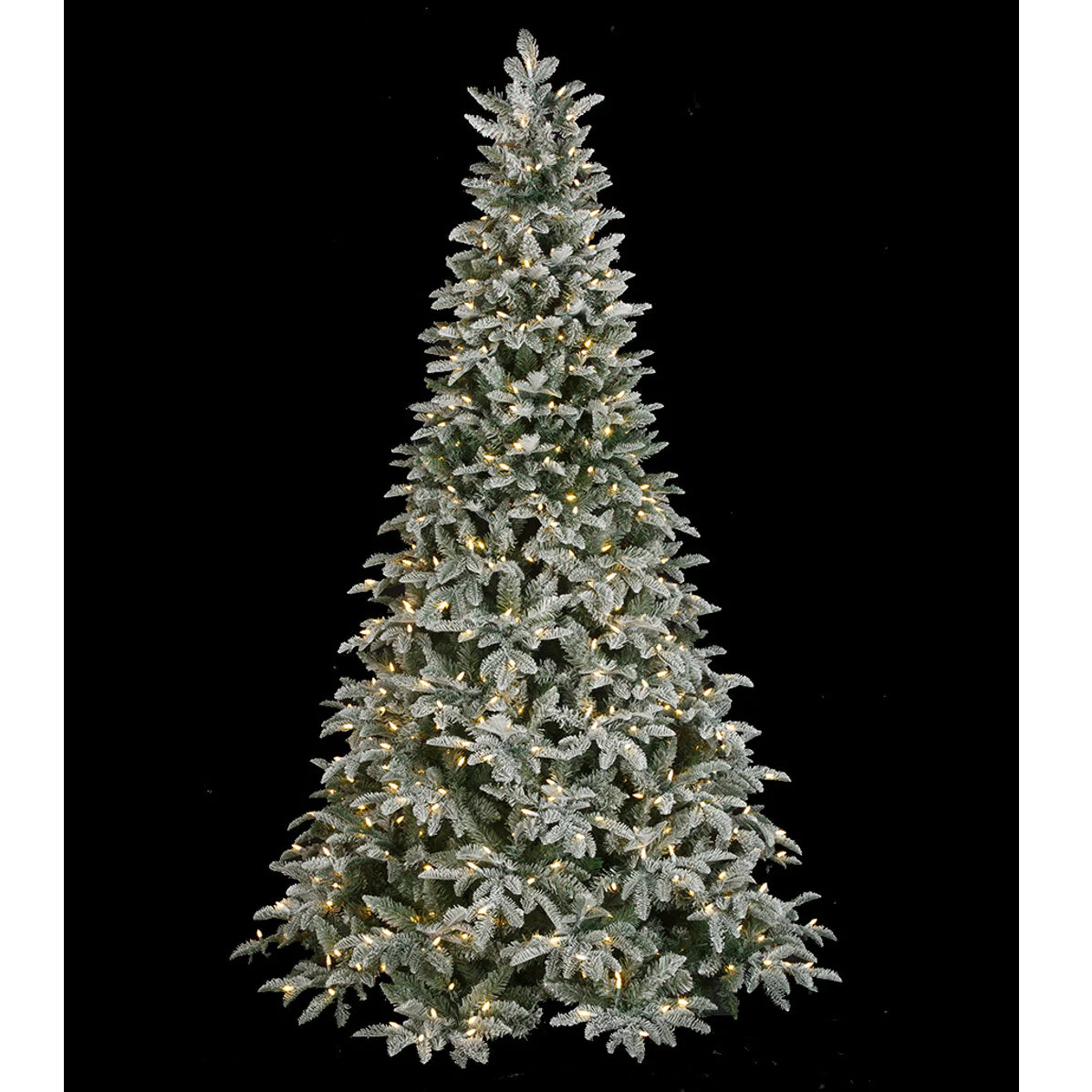 7'6"Hx55"W PE Flocked Canaan Fir Artificial Christmas Tree, LED Pre-Lit (Multi-Mode) -White/Green
