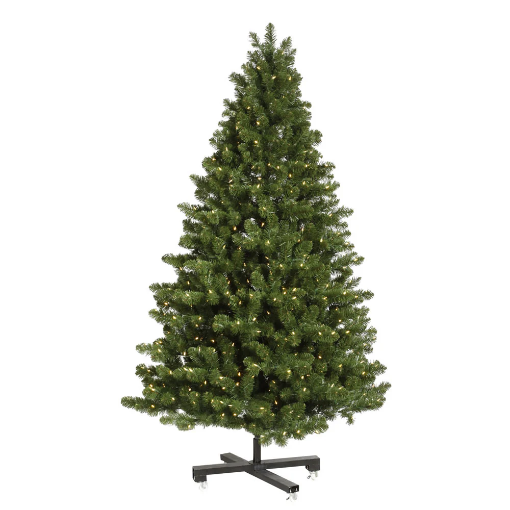 7'6"Hx56"W Medium Grand Teton Pine Artificial Christmas Tree, LED Pre-Lit -Green