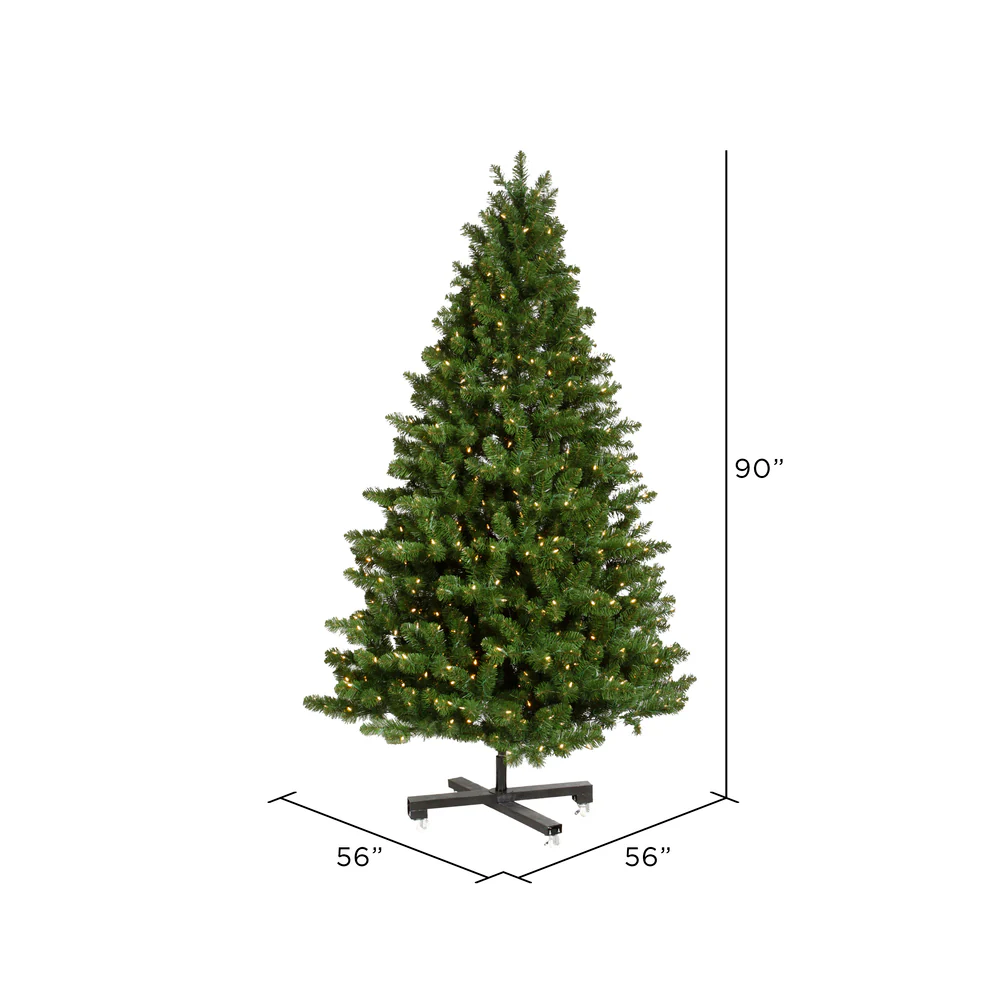 7'6"Hx56"W Medium Grand Teton Pine Artificial Christmas Tree, LED Pre-Lit -Green - Image 3