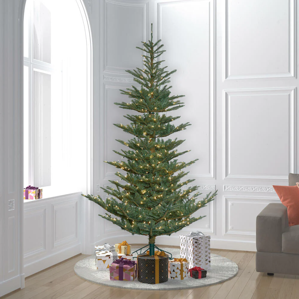 7'6"Hx56"W PE Alberta Blue Spruce Artificial Christmas Tree, Micro LED Pre-Lit (Multi-Mode) -Green - Image 8