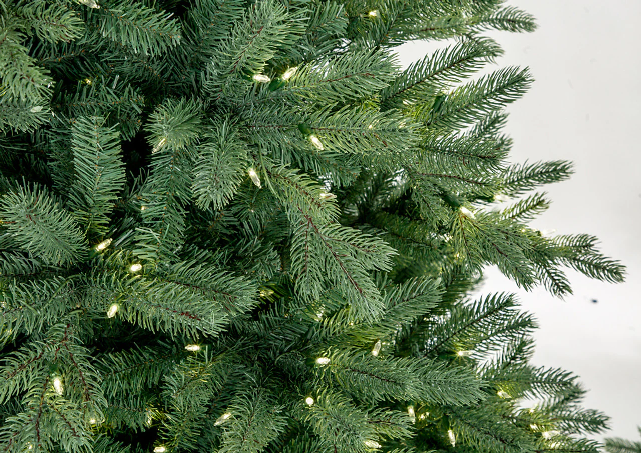 7'6"Hx56"W PE Blue Spruce Artificial Christmas Tree, LED Pre-Lit -Green - Image 2