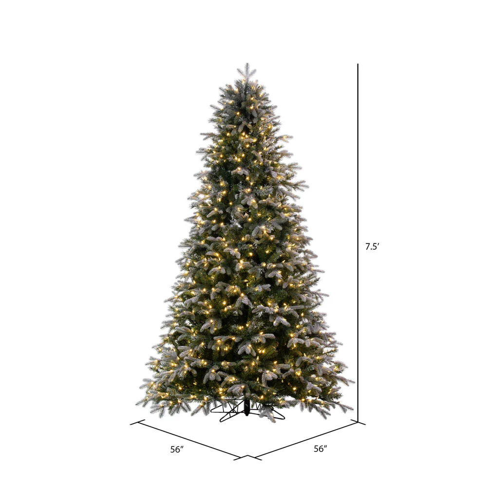 7'6"Hx56"W PE Frosted Douglas Fir Artificial Christmas Tree, LED Pre-Lit -Green - Image 3