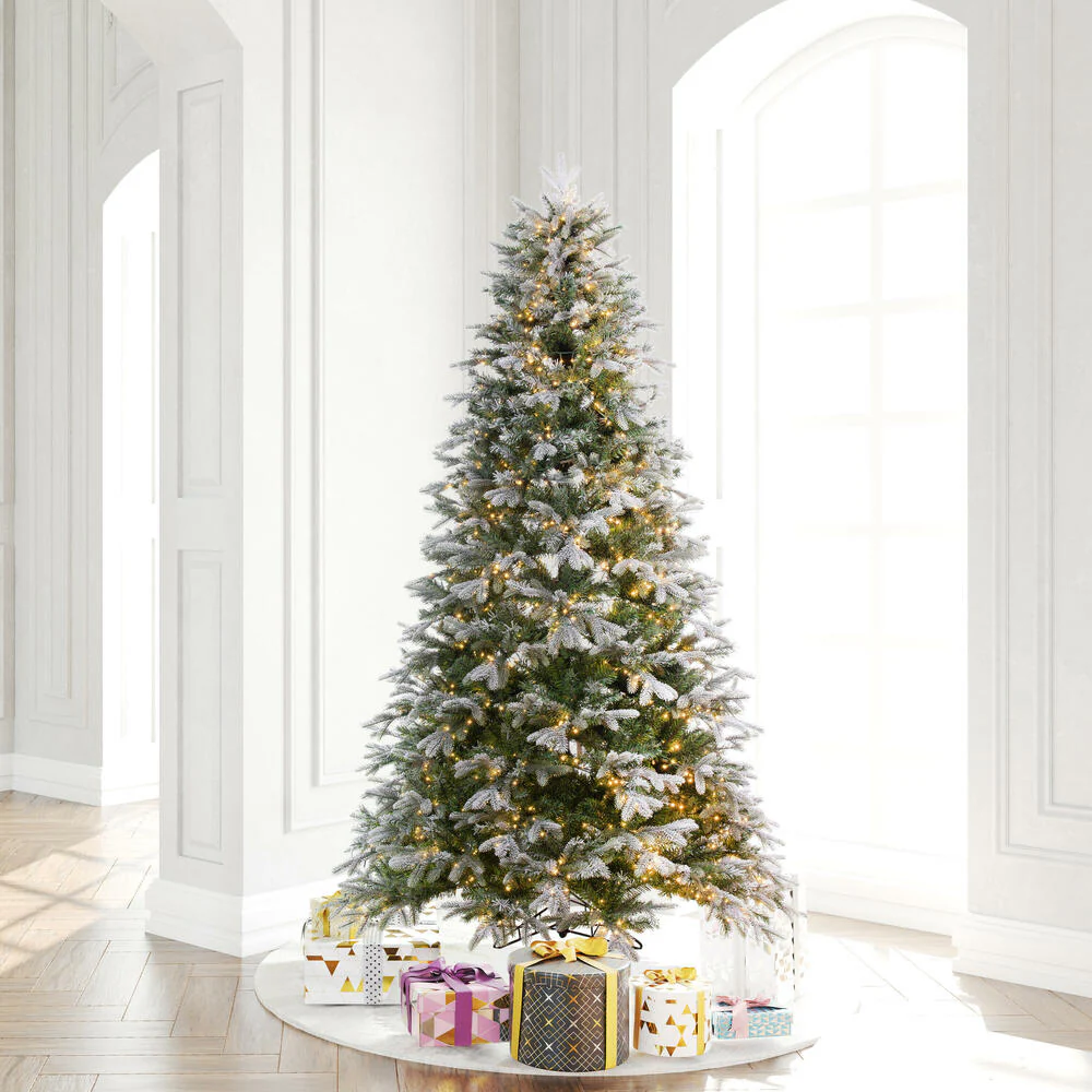 7'6"Hx56"W PE Frosted Douglas Fir Artificial Christmas Tree, LED Pre-Lit -Green - Image 6
