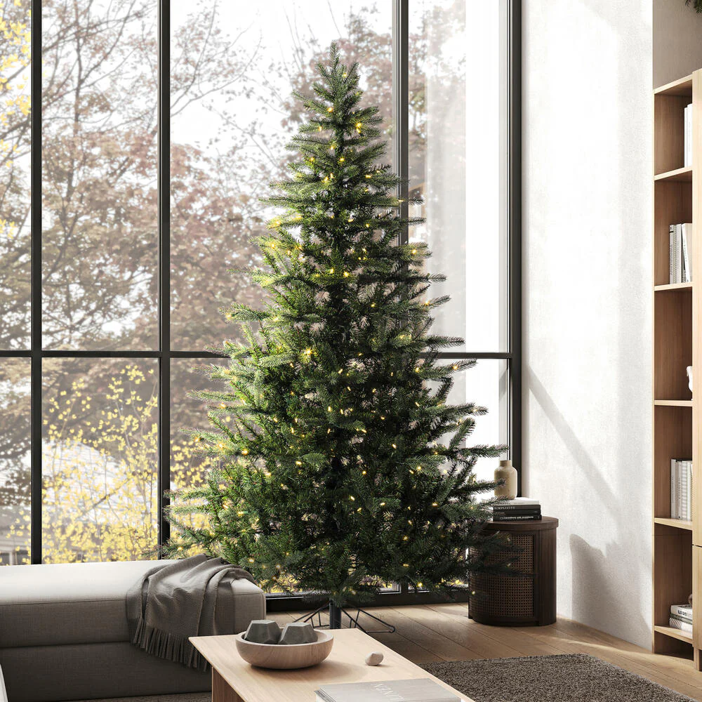 7'6"Hx56"W PE King Spruce Artificial Christmas Tree, LED Pre-Lit -Green - Image 7