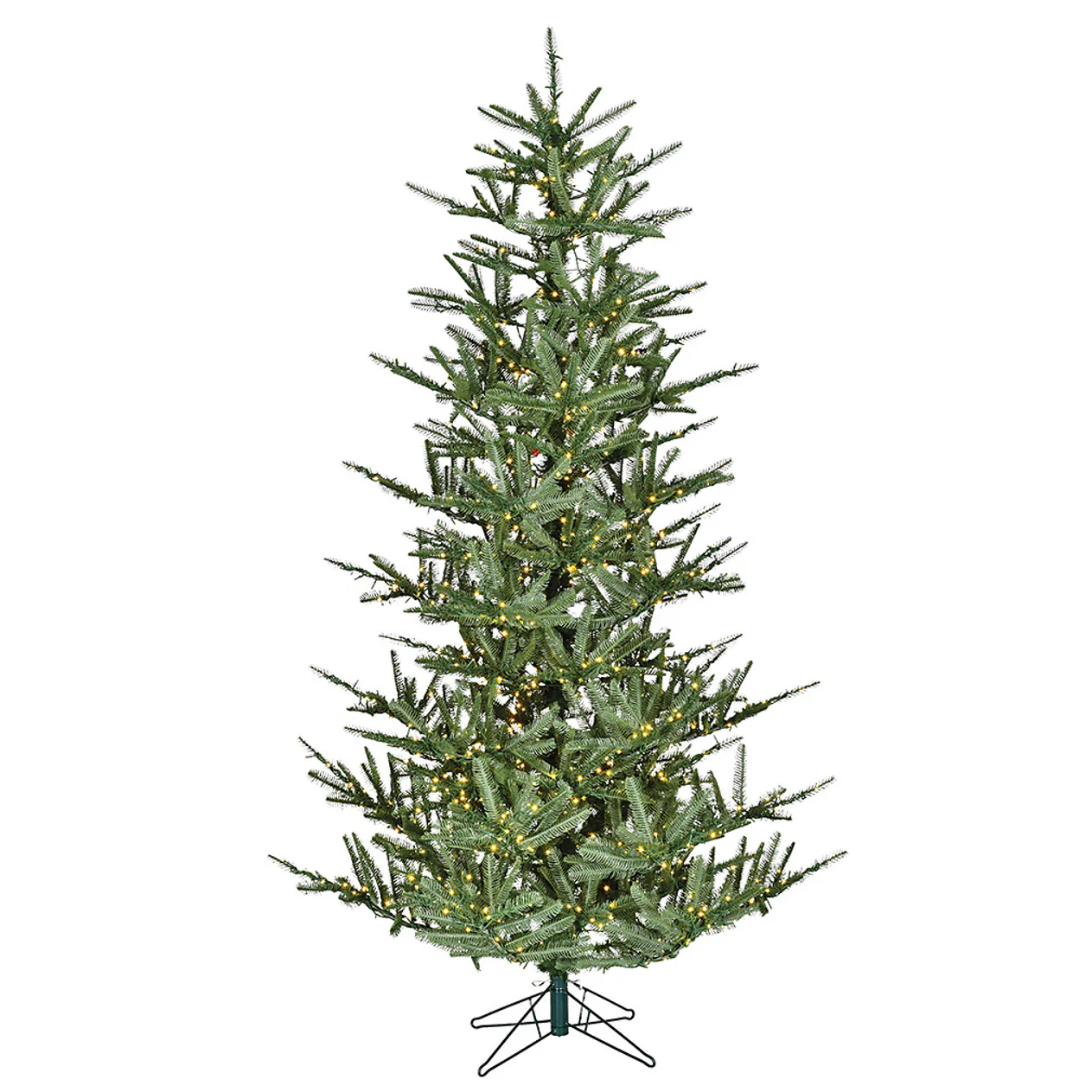 7'6"Hx56"W PE Newport Fir Artificial Christmas Tree, LED Pre-Lit (Warm White, Multi-Mode) -Green