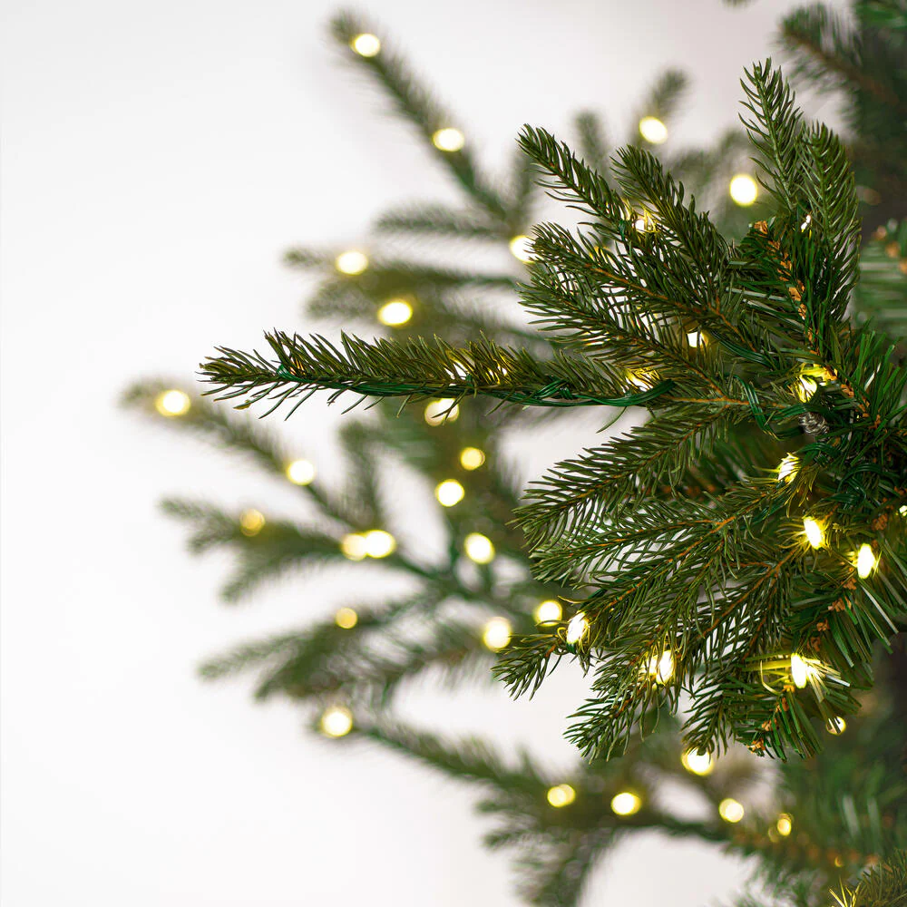7'6"Hx57"W PE Yukon Artificial Christmas Tree, LED Pre-Lit -Green - Image 2