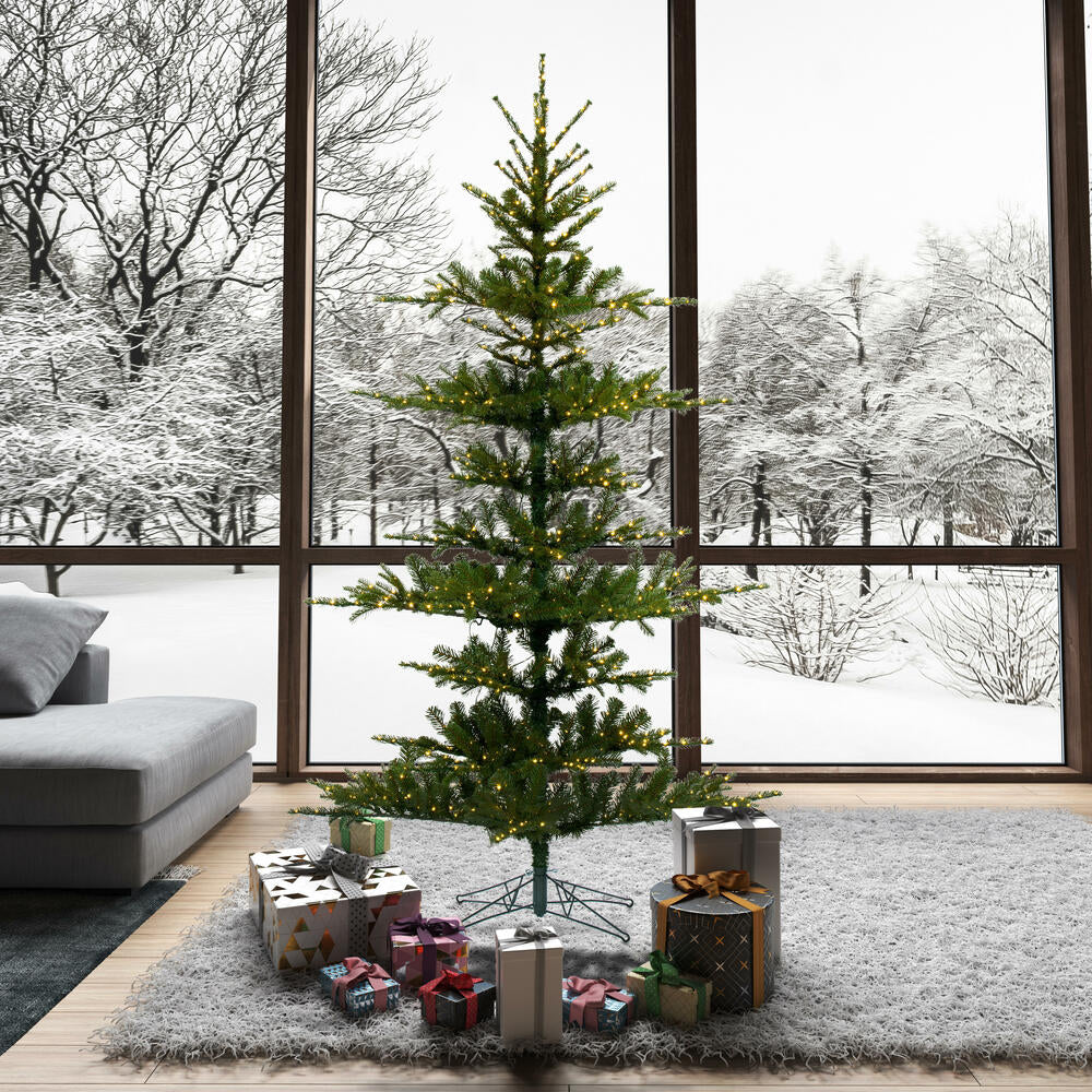 7'6"Hx57"W PE Yukon Artificial Christmas Tree, LED Pre-Lit -Green - Image 7