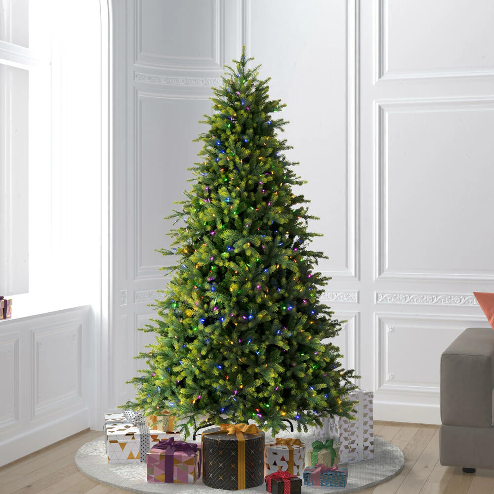 7'6"Hx58"W PE Jersey Fraser Artificial Christmas Tree, LED Pre-Lit (Multi-Mode) -Green - Image 7
