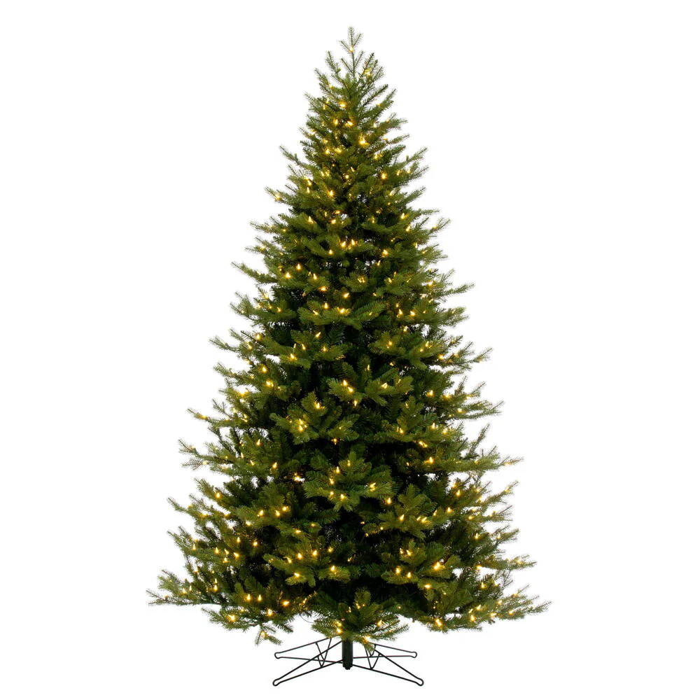 7'6"Hx58"W PE Washington Fraser Artificial Christmas Tree, LED Pre-Lit -Green