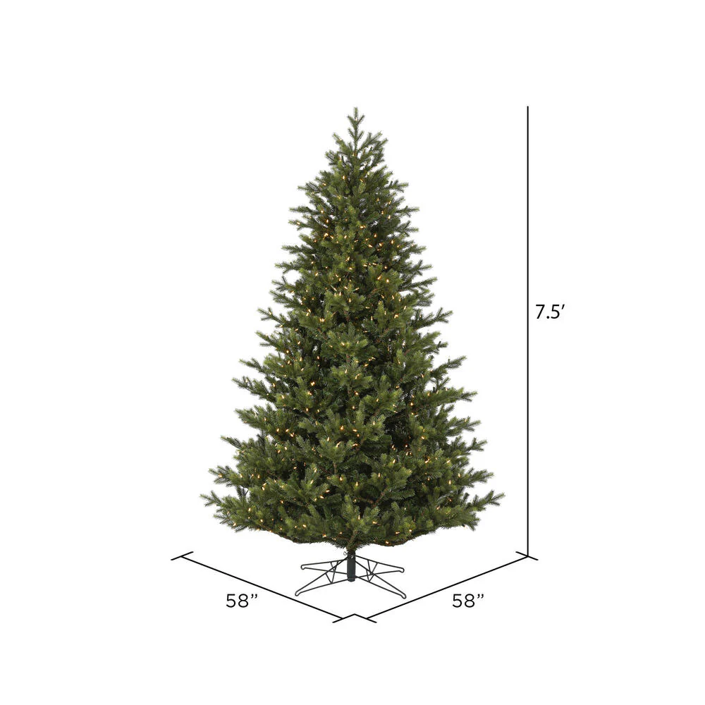 7'6"Hx58"W PE Welch Fraser Artificial Christmas Tree, LED Pre-Lit -Green - Image 2