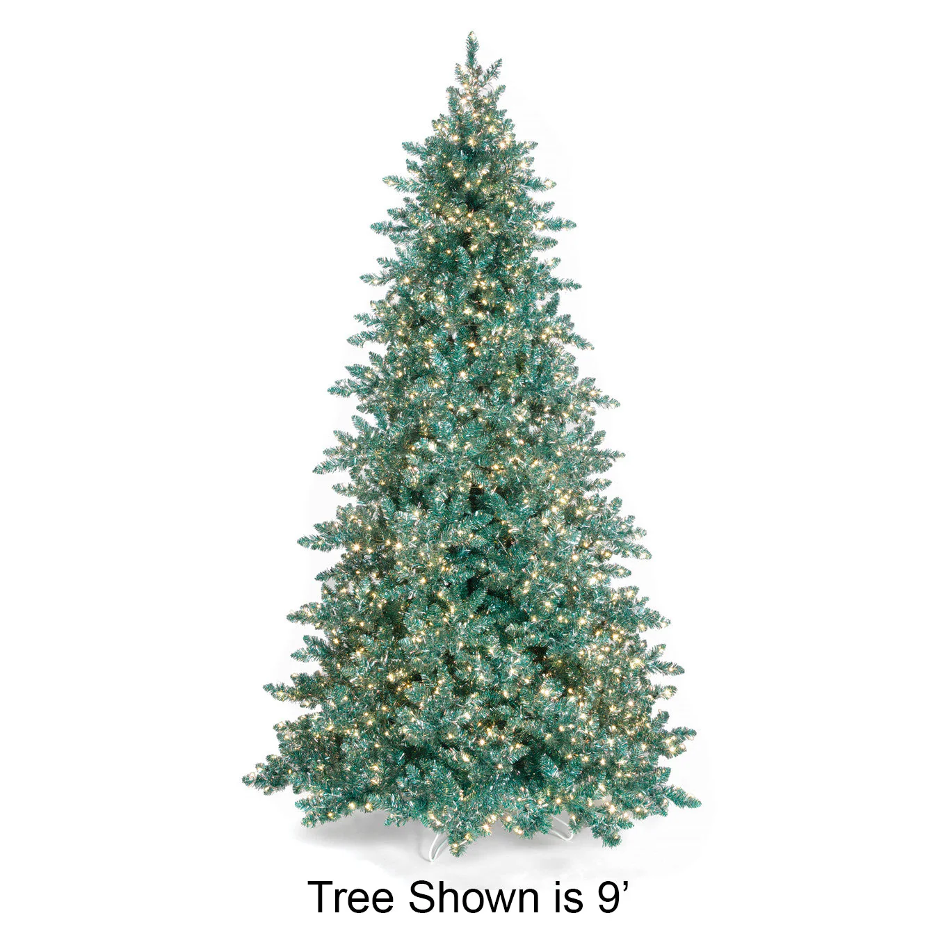 7'6"Hx58"W Tinsel Artificial Christmas Tree, Micro LED Pre-Lit (Selectable White, Multi-Mode) -Aqua