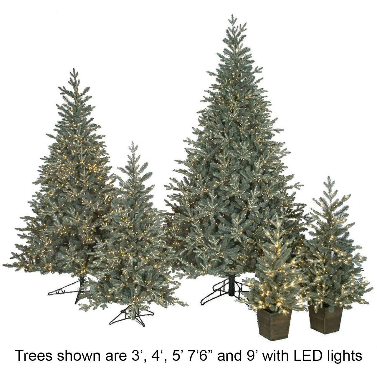 7'6"Hx59"W PE Appalachian Fir Artificial Christmas Tree, Micro LED Pre-Lit (Twinkle) -Green/Blue - Image 2