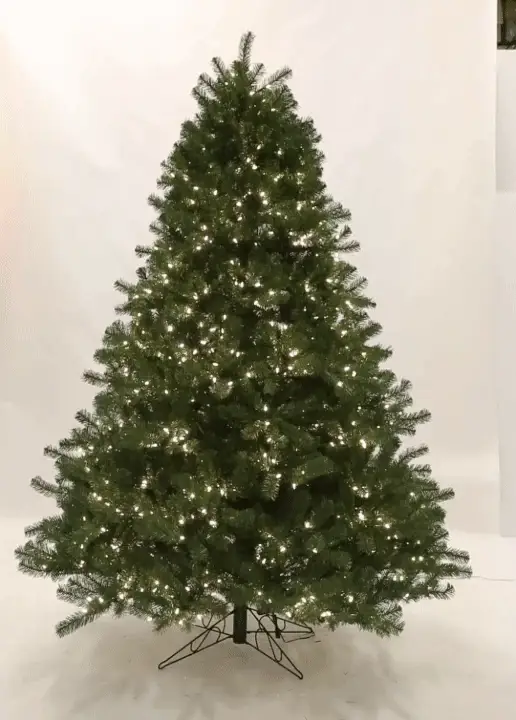 7'6"Hx60"W Fluff-Free Virginia Pine Artificial Christmas Tree, LED Pre-Lit (Twinkle) -Green - Image 2