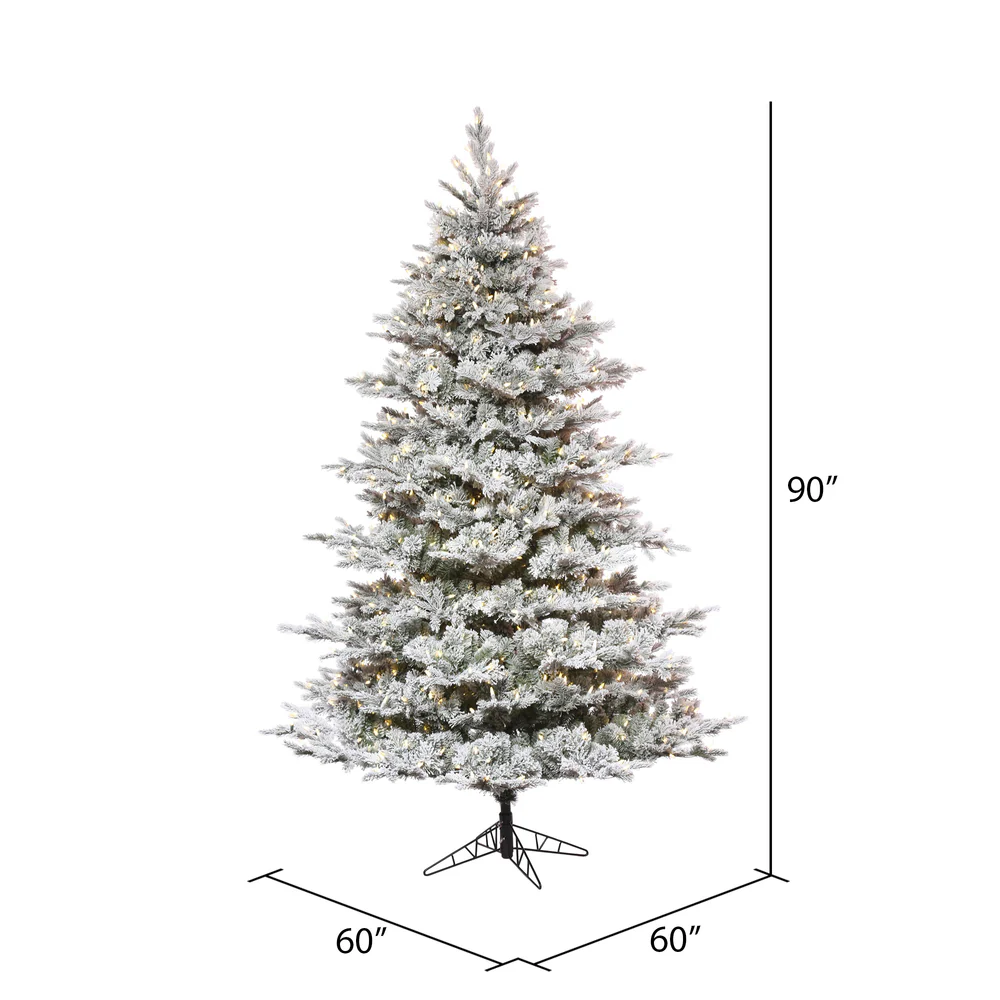 7'6"Hx60"W PE Flocked Kiana Artificial Christmas Tree, LED Pre-Lit -White - Image 3