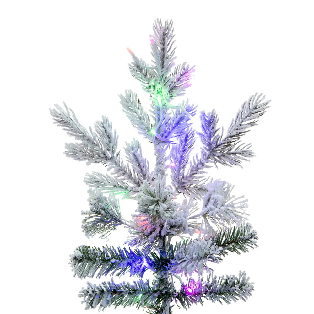7'6"Hx60"W PE Flocked Kiana Artificial Christmas Tree, Micro LED Pre-Lit (Multi-Mode) -White - Image 3
