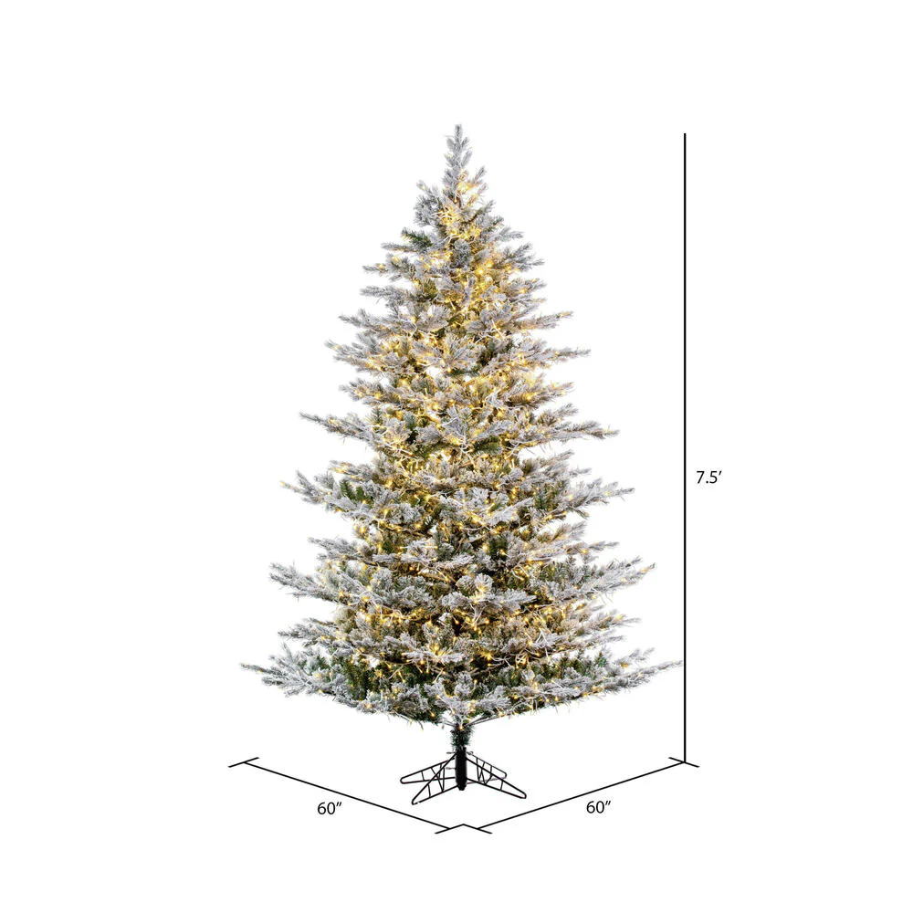 7'6"Hx60"W PE Flocked Kiana Artificial Christmas Tree, Micro LED Pre-Lit (Multi-Mode) -White - Image 4