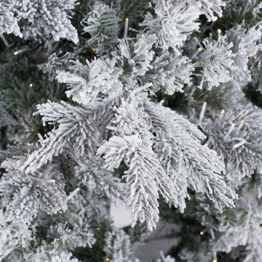 7'6"Hx60"W PE Flocked Kiana Artificial Christmas Tree, Micro LED Pre-Lit -White - Image 5