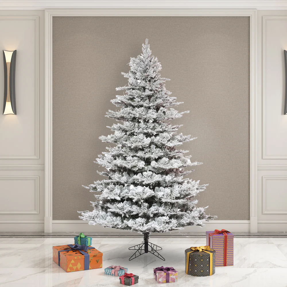 7'6"Hx60"W PE Flocked Kiana Artificial Christmas Tree, Unlit -White - Image 3