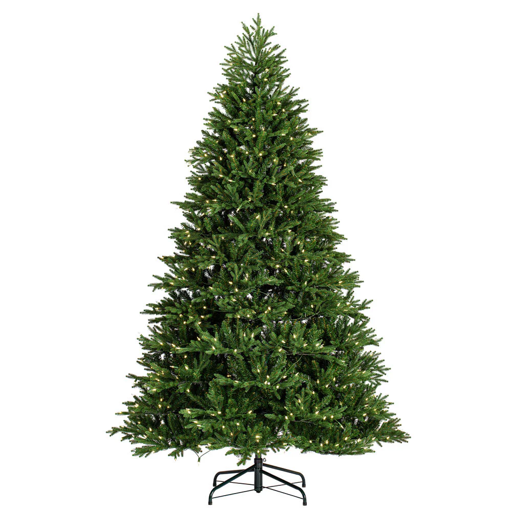 7'6"Hx60"W PE Tiffany Fraser Artificial Christmas Tree, LED Pre-Lit -Green
