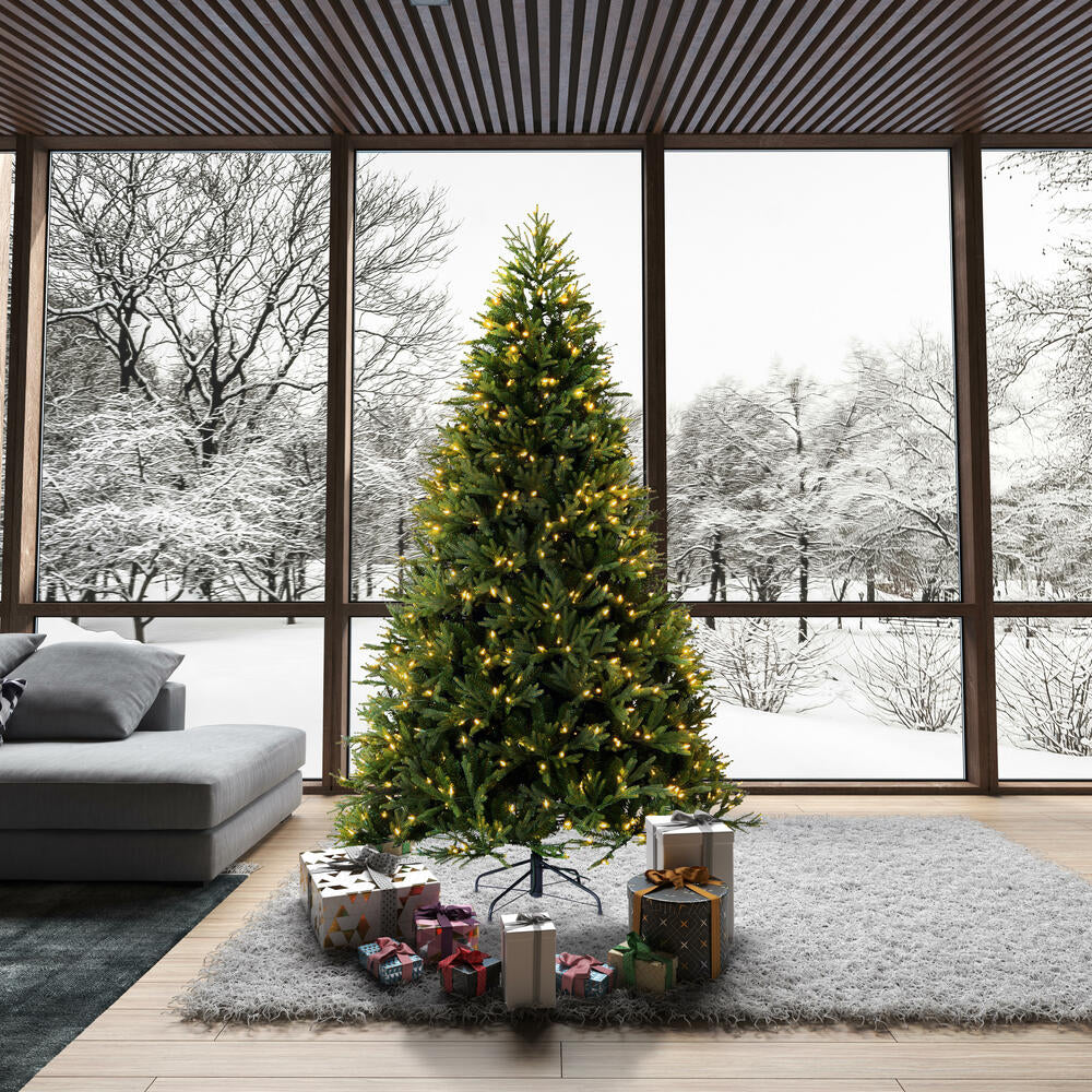 7'6"Hx60"W PE Tiffany Fraser Artificial Christmas Tree, LED Pre-Lit -Green - Image 8