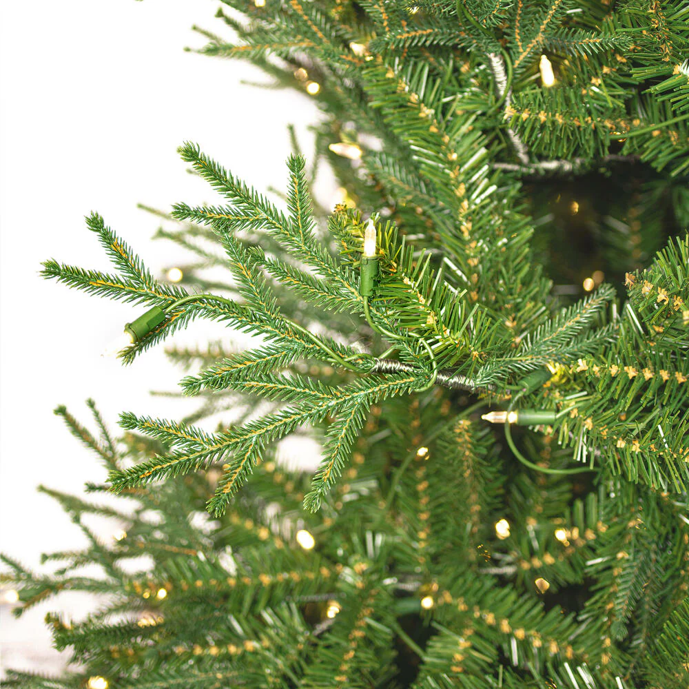 7'6"Hx60"W PE Tiffany Fraser Artificial Christmas Tree, RGB LED Pre-Lit (Multi-Mode) -Green - Image 2