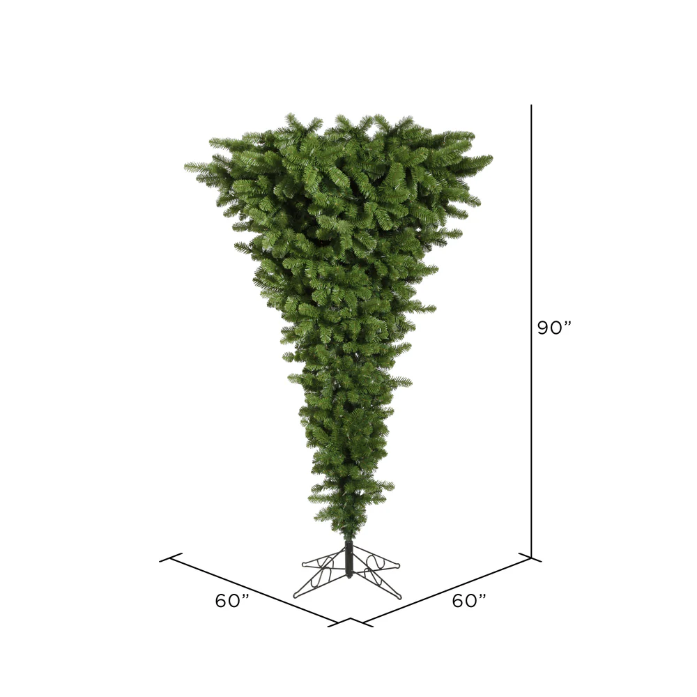7'6"Hx60"W Upside-Down American Pine Artificial Christmas Tree, Unlit -Green - Image 3