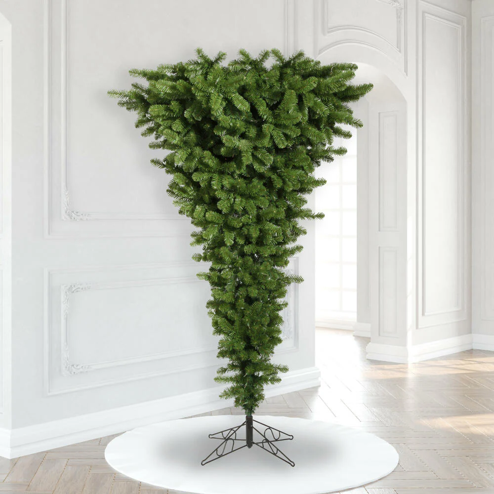 7'6"Hx60"W Upside-Down American Pine Artificial Christmas Tree, Unlit -Green - Image 4