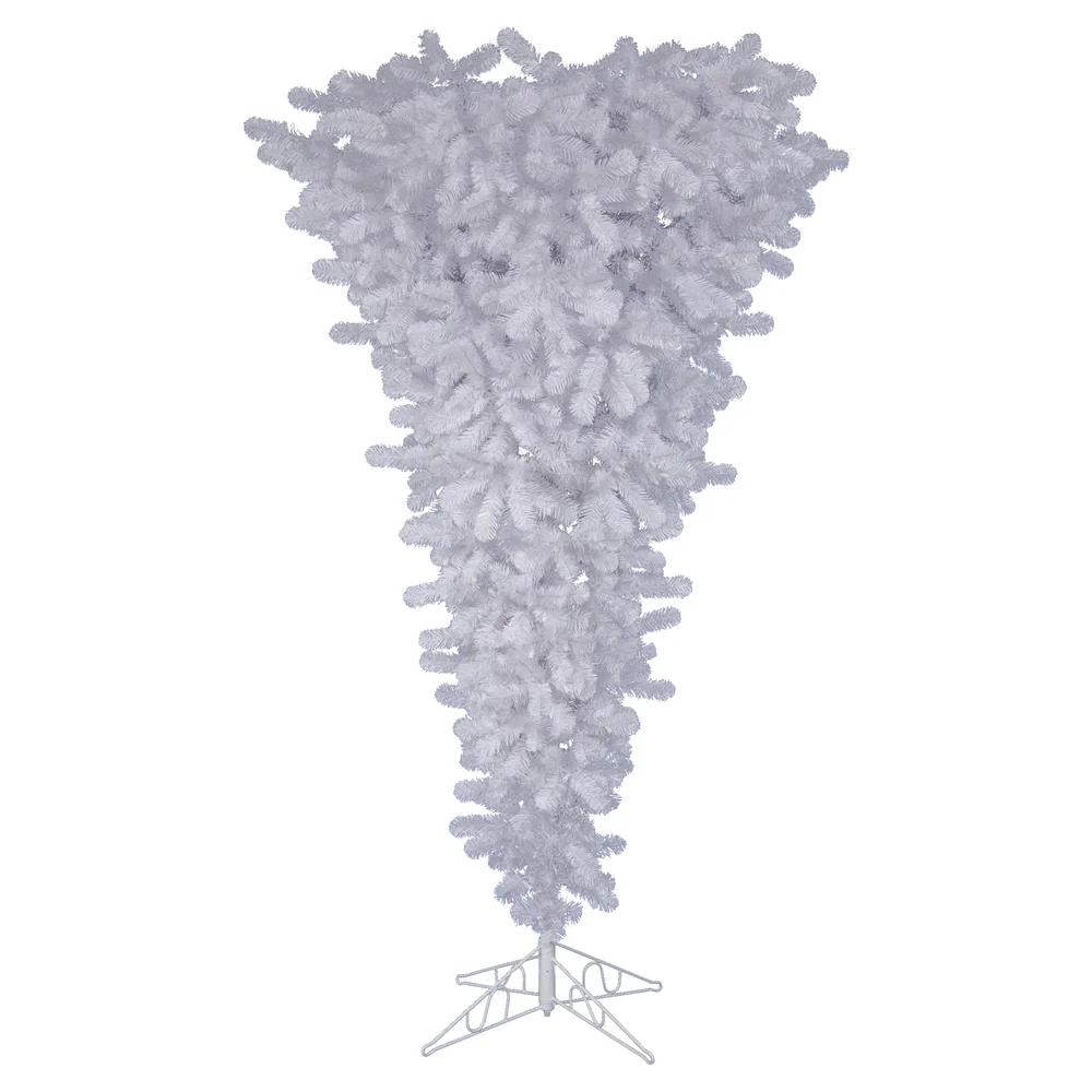 7'6"Hx60"W Upside-Down American Pine Artificial Christmas Tree, Unlit -White - Image 4