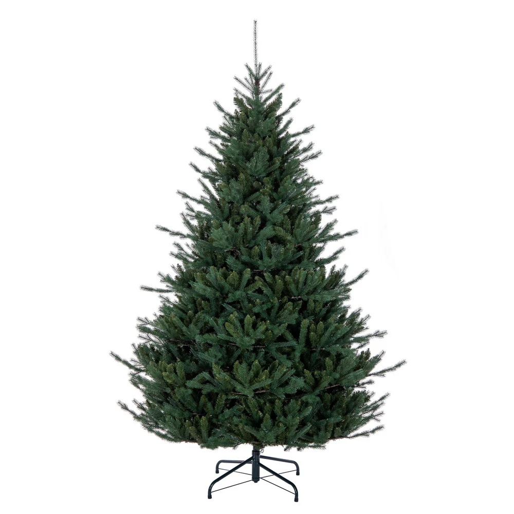 7'6"Hx62"W PE Nordmann Fir Artificial Christmas Tree, Unlit -Green