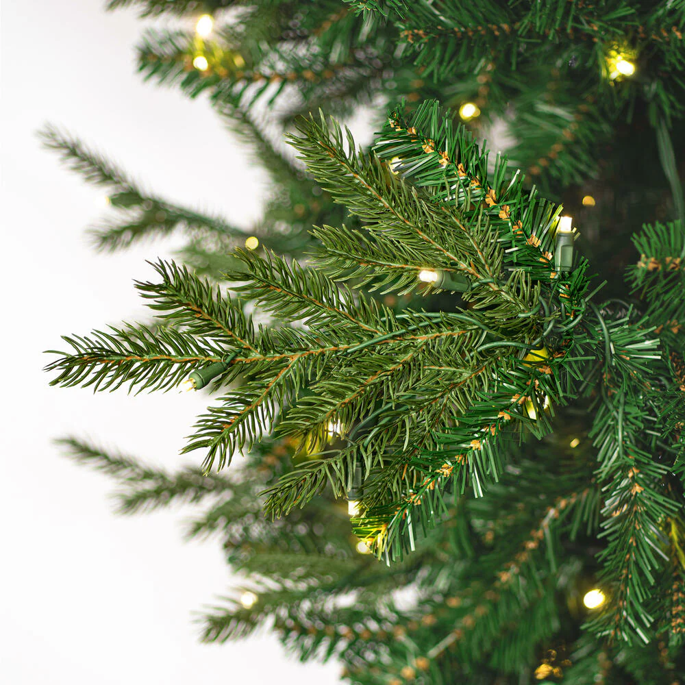 7'6"Hx62"W PE Upside-Down Balsam Pine Artificial Christmas Tree, LED Pre-Lit -Green - Image 2