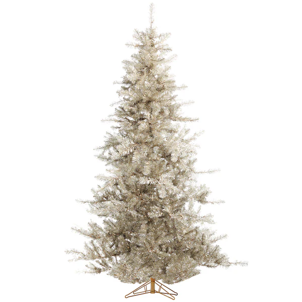 7'6"Hx62"W Tinsel Artificial Christmas Tree, LED Pre-Lit -Platinum - Image 4