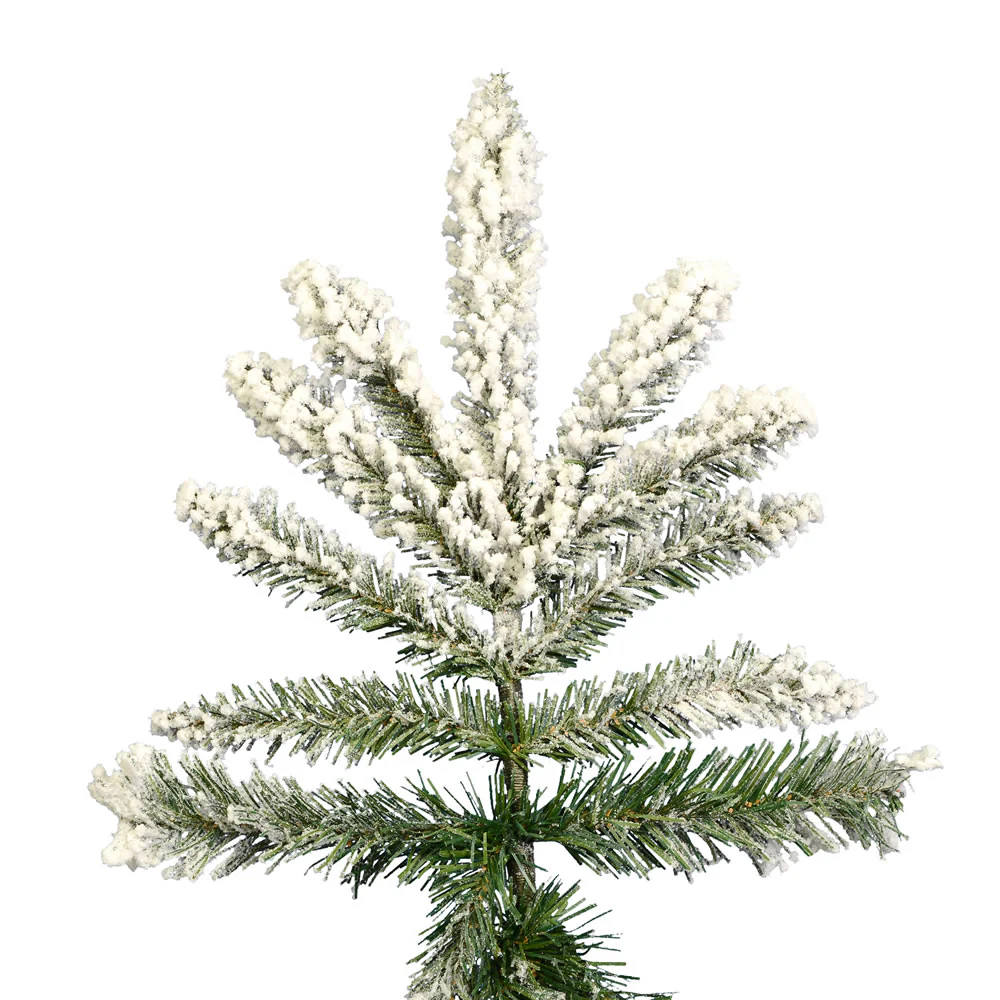 7'6"Hx65"W Flocked Utica Fir Artificial Christmas Tree, Unlit -White/Green - Image 2