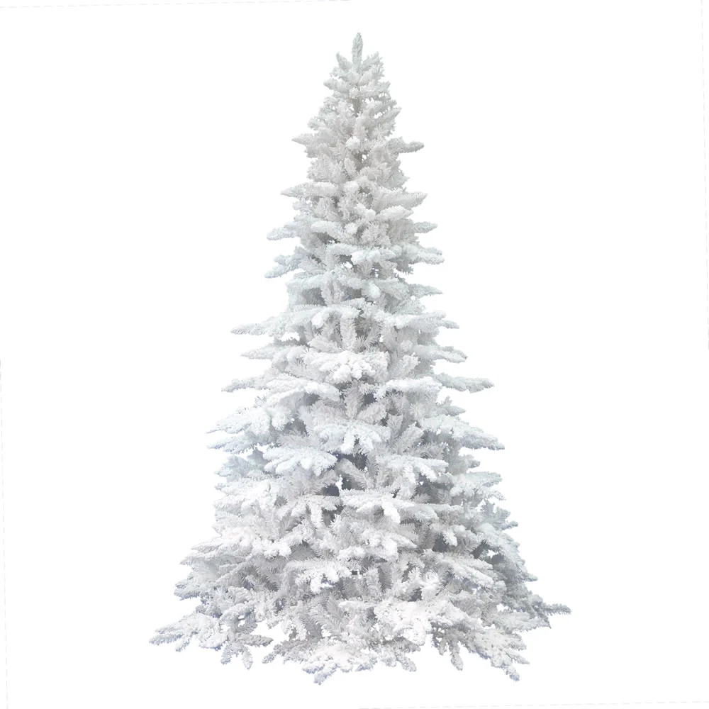 7'6"Hx65"W Flocked White Spruce Artificial Christmas Tree, Unlit -White